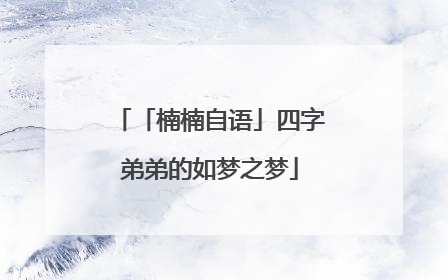 「楠楠自语」四字弟弟的如梦之梦