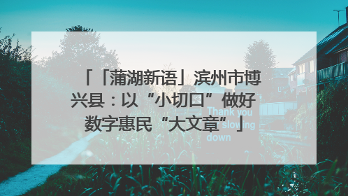 「蒲湖新语」滨州市博兴县：以“小切口”做好数字惠民“大文章”