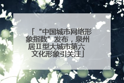 “中国城市网络形象指数”发布，泉州居Ⅱ型大城市第六 文化形象引关注