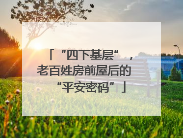 “四下基层”，老百姓房前屋后的“平安密码”