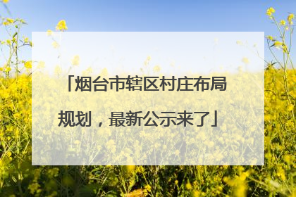 烟台市辖区村庄布局规划，最新公示来了