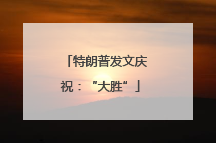 特朗普发文庆祝：“大胜”