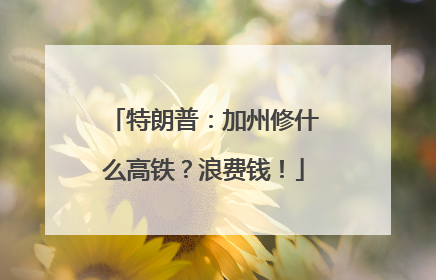 特朗普：加州修什么高铁？浪费钱！
