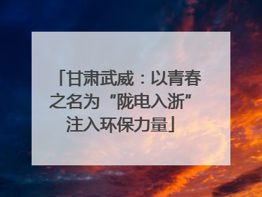 甘肃武威：以青春之名为“陇电入浙”注入环保力量