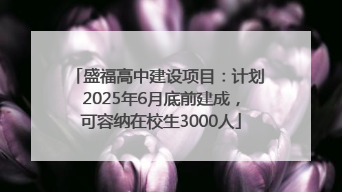 盛福高中建设项目：计划2025年6月底前建成，可容纳在校生3000人