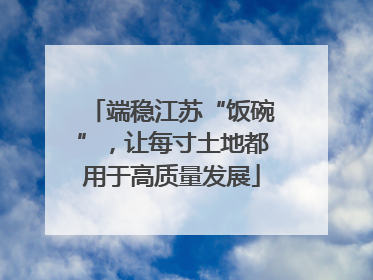 端稳江苏“饭碗”，让每寸土地都用于高质量发展
