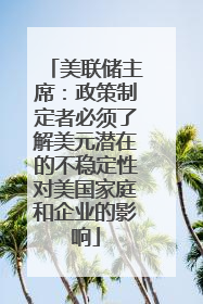 美联储主席：政策制定者必须了解美元潜在的不稳定性对美国家庭和企业的影响