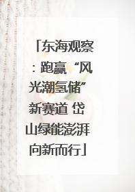 东海观察：跑赢“风光潮氢储”新赛道 岱山绿能澎湃向新而行
