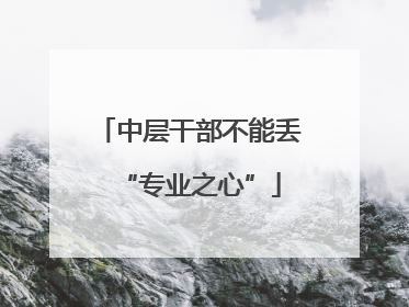 中层干部不能丢“专业之心”