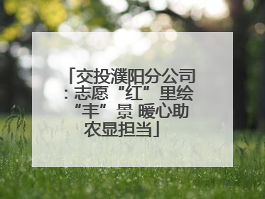 交投濮阳分公司：志愿“红”里绘“丰”景 暖心助农显担当
