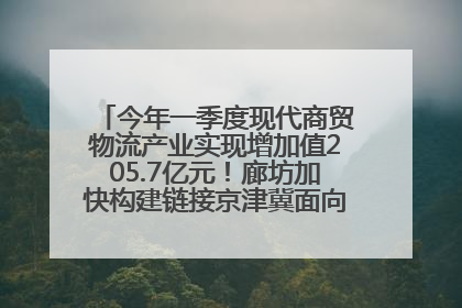 今年一季度现代商贸物流产业实现增加值205.7亿元！廊坊加快构建链接京津冀面向全世界的物流通道