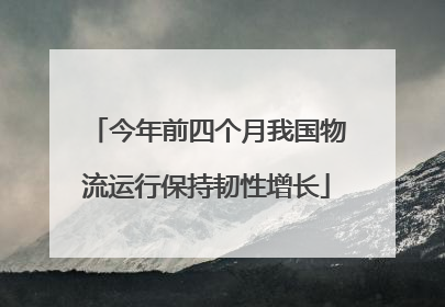 今年前四个月我国物流运行保持韧性增长