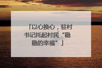 以心换心，驻村书记托起村民“稳稳的幸福”