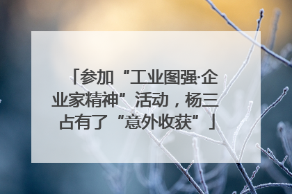 参加“工业图强·企业家精神”活动，杨三占有了“意外收获”
