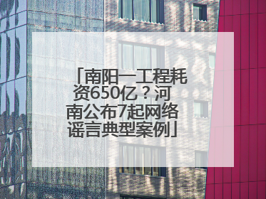 南阳一工程耗资650亿？河南公布7起网络谣言典型案例