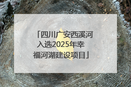 四川广安西溪河入选2025年幸福河湖建设项目