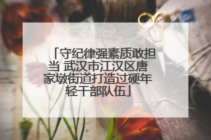 守纪律强素质敢担当 武汉市江汉区唐家墩街道打造过硬年轻干部队伍