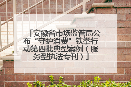 安徽省市场监管局公布“守护消费”铁拳行动第四批典型案例（服务型执法专刊）