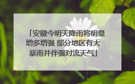 安徽今明天降雨将明显增多增强 部分地区有大暴雨并伴强对流天气