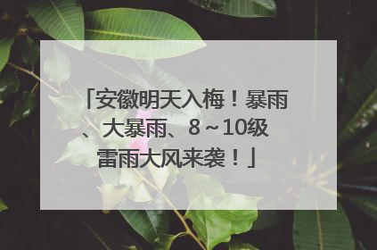 安徽明天入梅！暴雨、大暴雨、8～10级雷雨大风来袭！