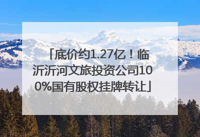 底价约1.27亿！临沂沂河文旅投资公司100%国有股权挂牌转让