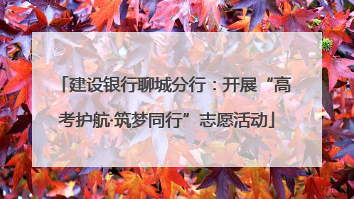 建设银行聊城分行：开展“高考护航·筑梦同行”志愿活动
