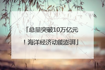 总量突破10万亿元！海洋经济动能澎湃