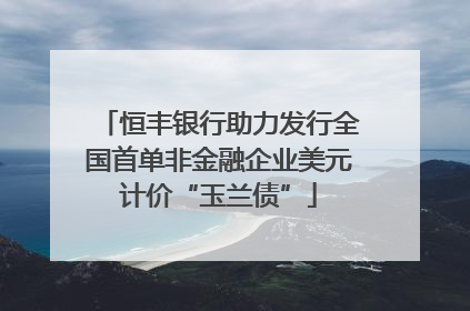 恒丰银行助力发行全国首单非金融企业美元计价“玉兰债”
