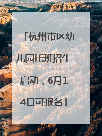 杭州市区幼儿园托班招生启动，6月14日可报名