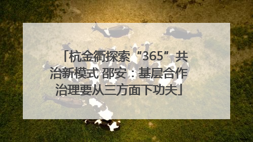 杭金衢探索“365”共治新模式 邵安：基层合作治理要从三方面下功夫