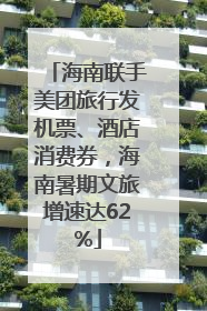 海南联手美团旅行发机票、酒店消费券，海南暑期文旅增速达62%
