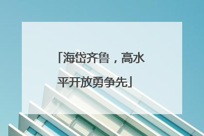 海岱齐鲁，高水平开放勇争先
