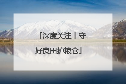 深度关注丨守好良田护粮仓