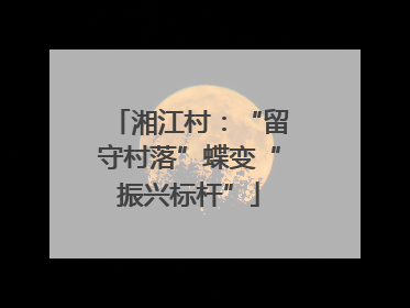 湘江村：“留守村落”蝶变“振兴标杆”