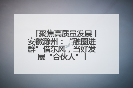 聚焦高质量发展丨安徽滁州：“融圈进群”借东风，当好发展“合伙人”