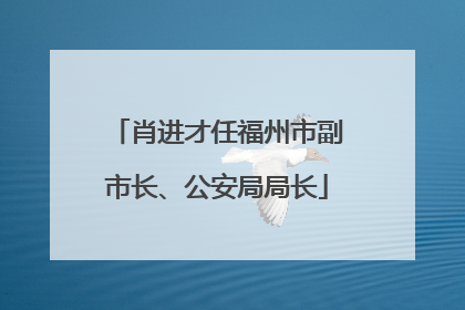 肖进才任福州市副市长、公安局局长