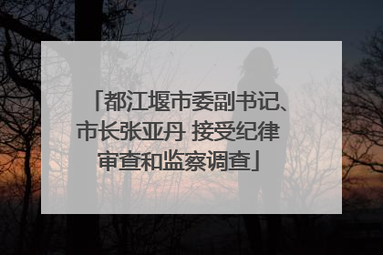 都江堰市委副书记、市长张亚丹 接受纪律审查和监察调查