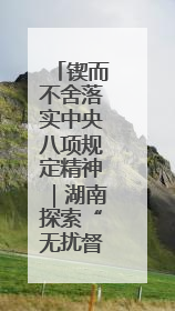锲而不舍落实中央八项规定精神｜湖南探索“无扰督查”深化基层减负