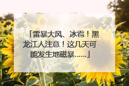雷暴大风、冰雹！黑龙江人注意！这几天可能发生地磁暴……