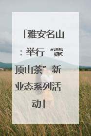 雅安名山：举行“蒙顶山茶”新业态系列活动