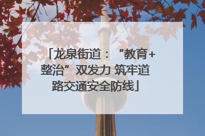龙泉街道：“教育+整治”双发力 筑牢道路交通安全防线