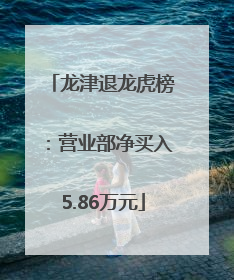 龙津退龙虎榜：营业部净买入5.86万元