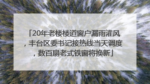 20年老楼楼道窗户漏雨灌风，丰台区委书记接热线当天调度，数百扇老式铁窗将换新