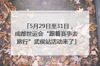 5月29日至31日，成都世运会“跟着赛事去旅行”武侯站活动来了